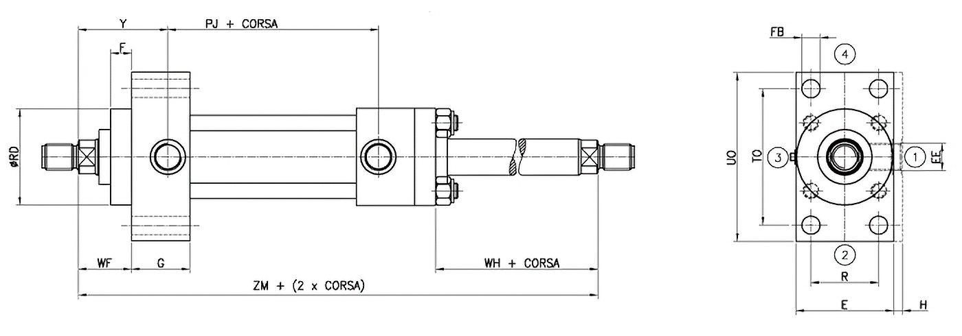 Disegno A ancoraggio doppio stelo ISO ME5