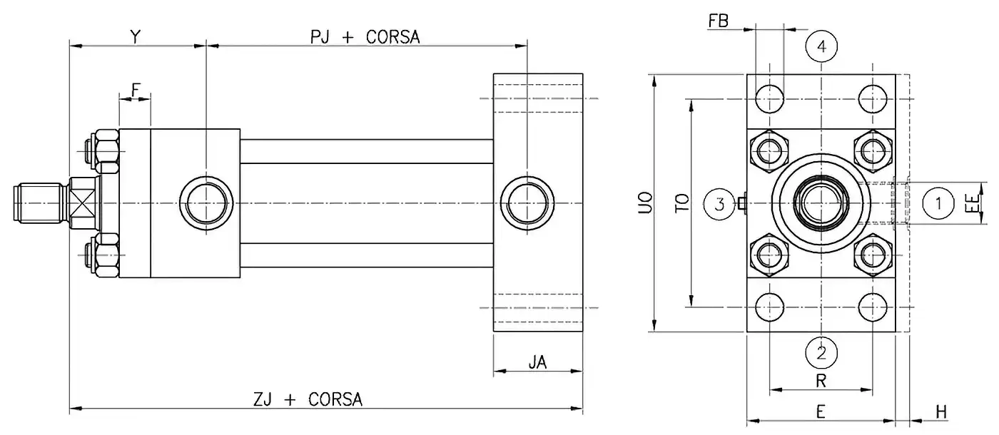 Disegno B ancoraggio ISO ME6