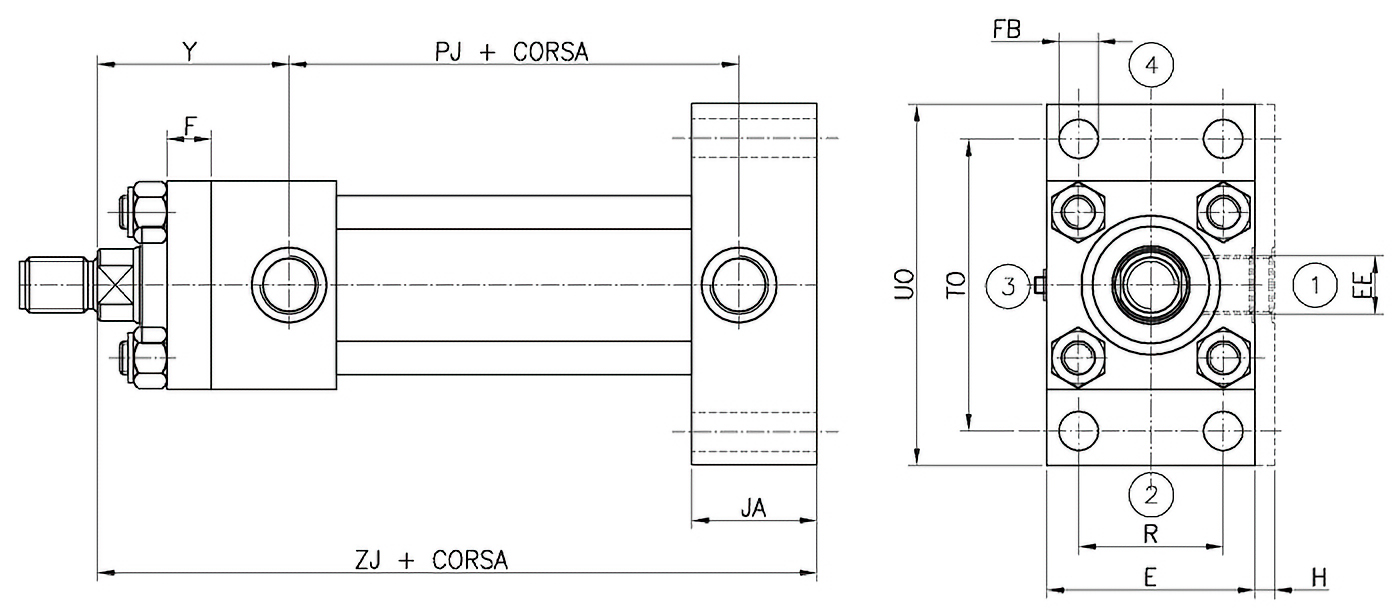 Disegno B ancoraggio ISO ME6