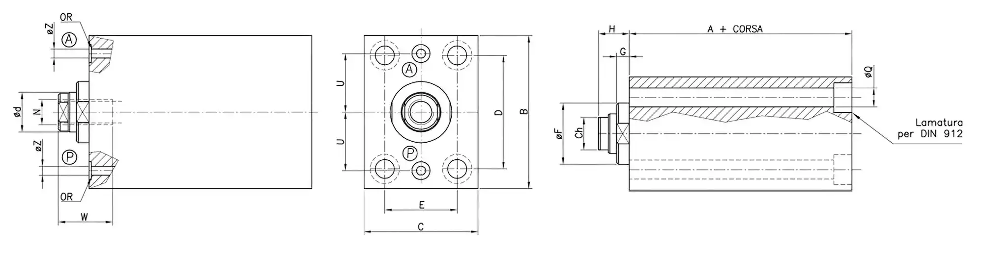 Disegno Cilindro in Acciaio FT-XT Modello A
