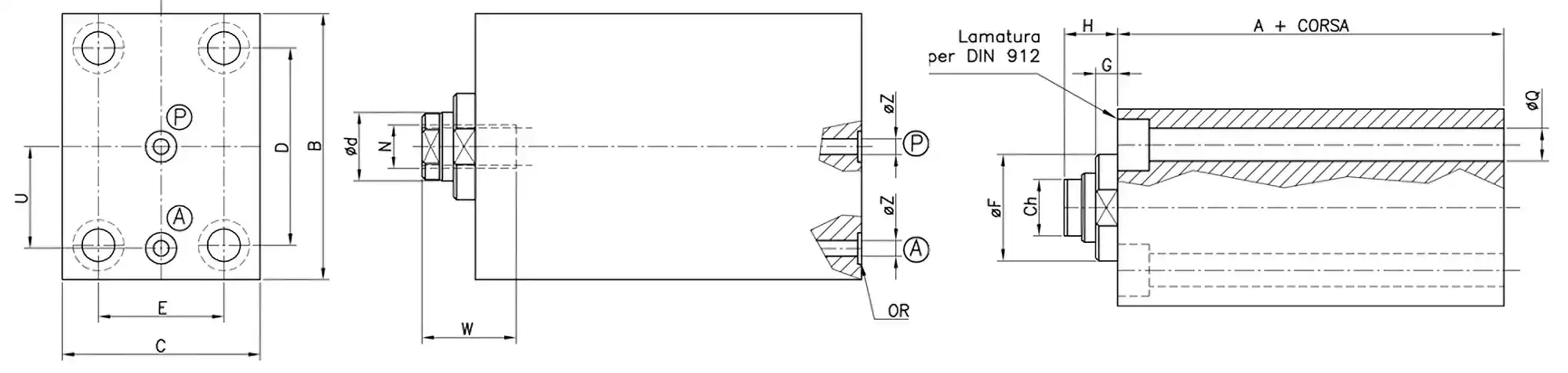 Disegno Cilindro in Acciaio FT-XT Modello B