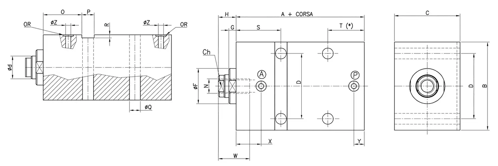 Disegno Cilindro in Acciaio FT-XT Modello E