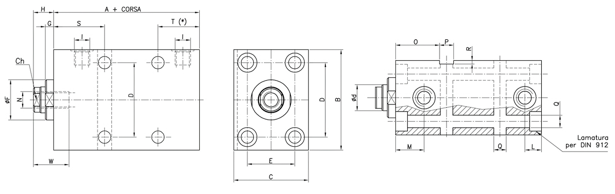 Disegno Cilindro in Acciaio FT-XT Modello X