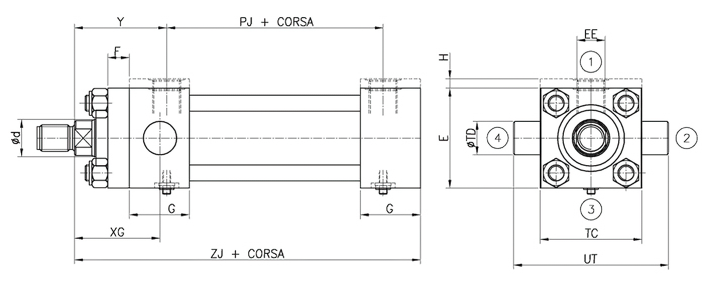 Disegno G ancoraggio ISO MT1