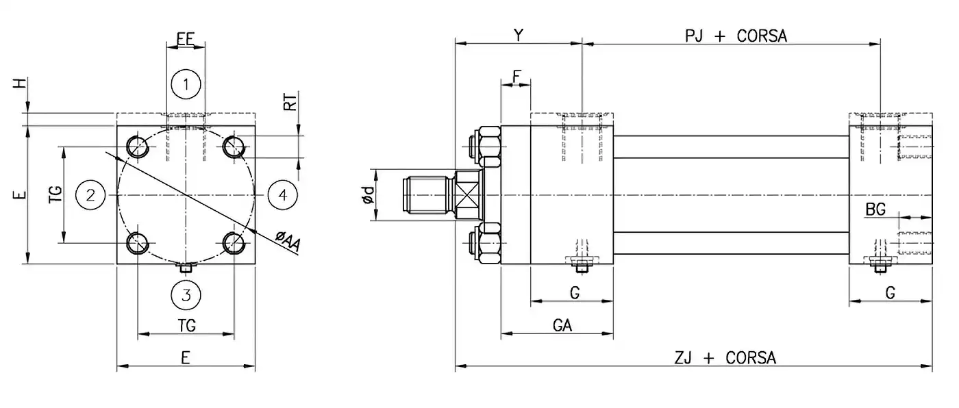 Disegno T ancoraggio ISO MX6