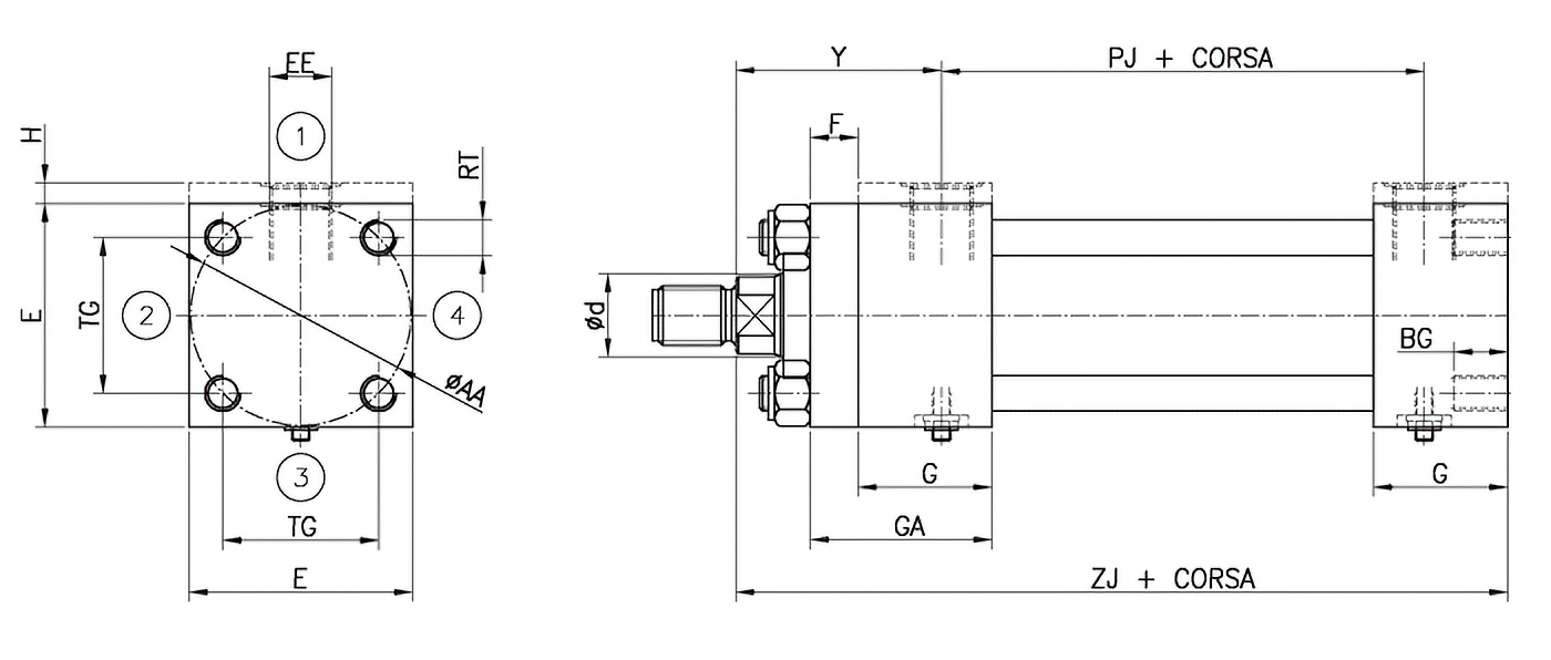 Disegno T ancoraggio ISO MX6