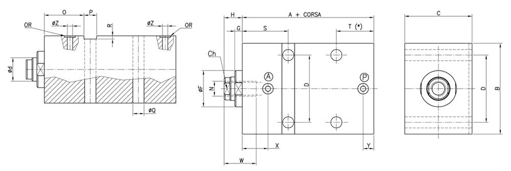 FT-XT modello E disegno tecnico