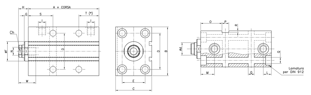 RT-MT modello X disegno tecnico