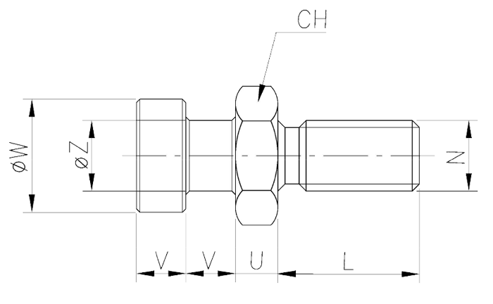 Disegno tecnico terminale testa a martello BT in acciaio bonificato