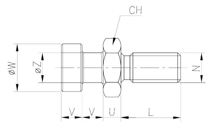 Disegno tecnico terminale testa a martello ET