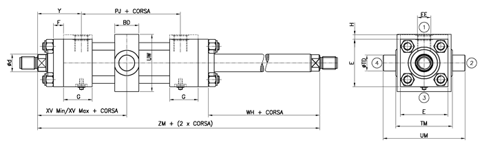 ancoraggio H a doppio stelo ISO MT4