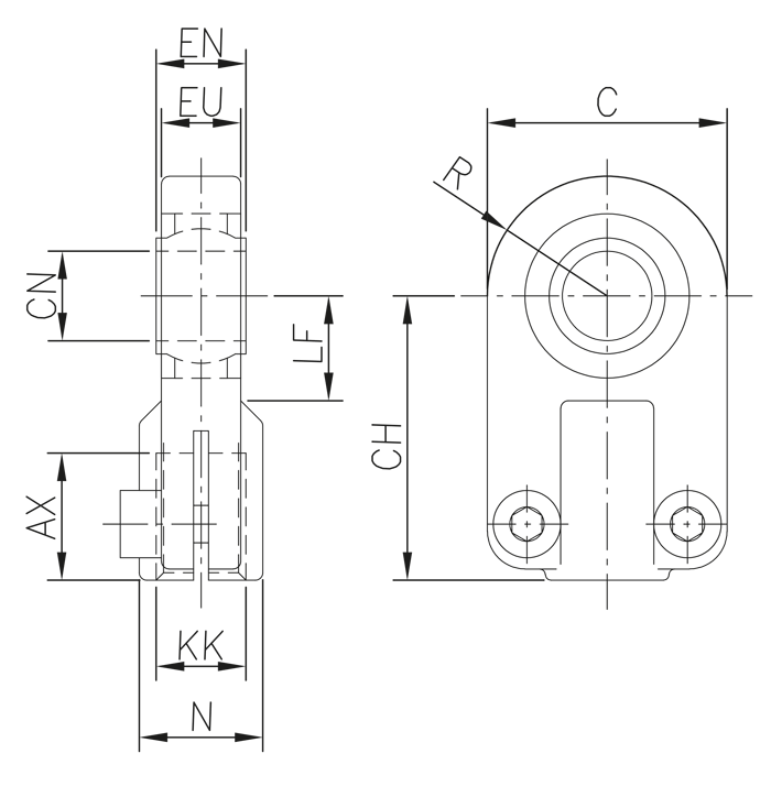 Rod end with spherical bearing ISO 6982