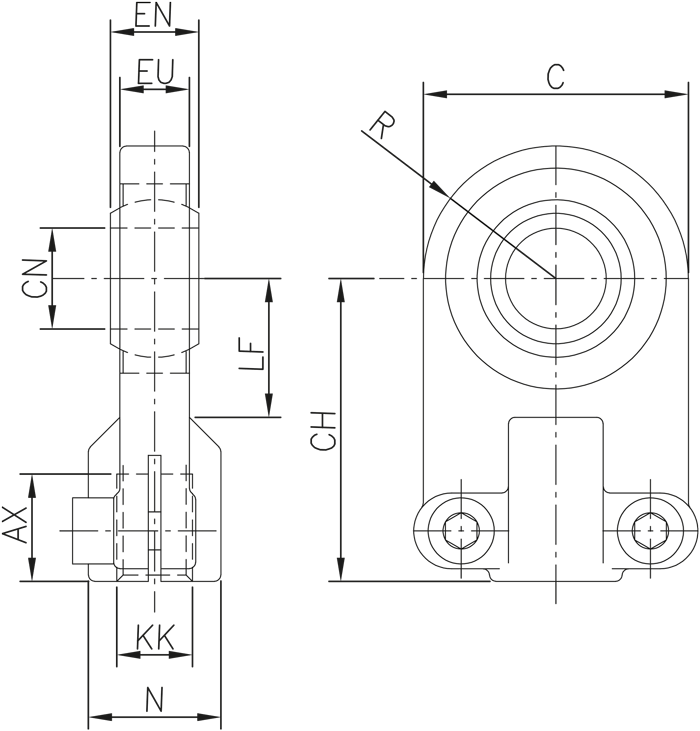 Rod end with spherical bearing DIN 24555